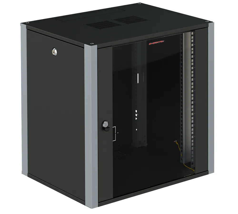 SYSMATRIX WP 6622.910 Шкаф телекоммуникационный настенный 19" 22U 600x600x1040mm (ШхГхВ) дверь стекло, цвет черный (RAL 9004/RAL7000)