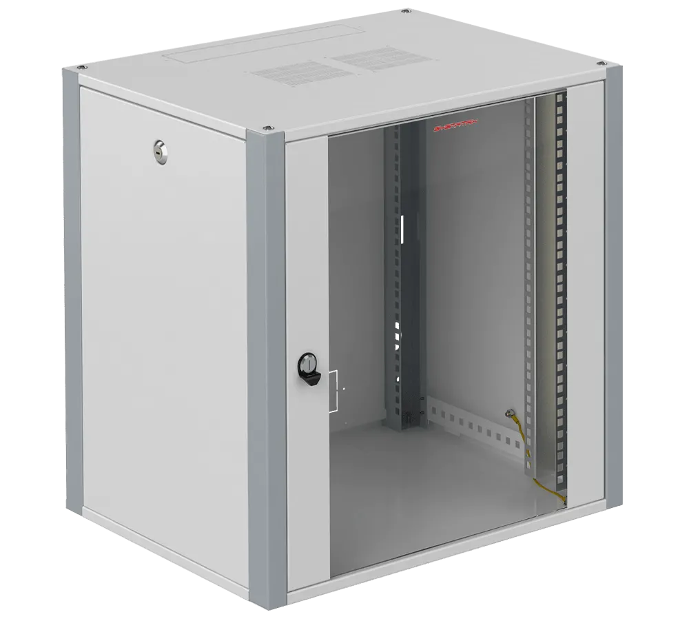 SYSMATRIX WP 6418.710 Шкаф телекоммуникационный настенный 19" 18U 600x450x852mm (ШхГхВ) дверь стекло, цвет серый (RAL 7035/RAL7000)