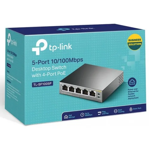 Коммутатор TP-Link TL-SF1005P (100 Base-TX (100 мбит/с), Без SFP портов)