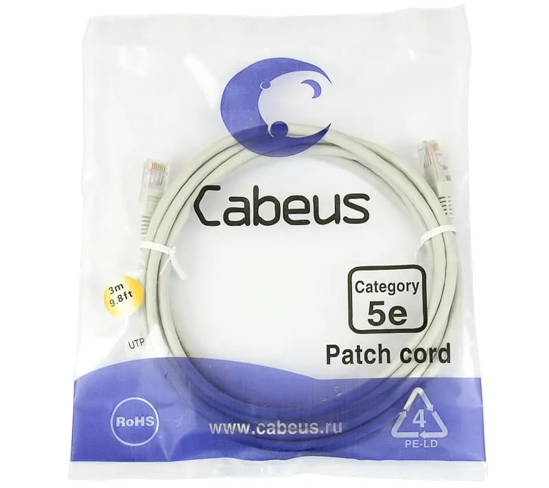 Cabeus PC-UTP-RJ45-Cat.5e-3m