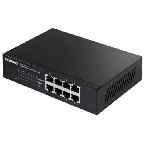 Коммутатор Edimax GS-1008PHE (1000 Base-TX (1000 мбит/с), Без SFP портов)