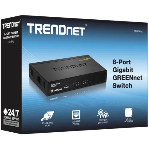 Коммутатор TrendNet TEG-S82g RTL (1000 Base-TX (1000 мбит/с), Без SFP портов)