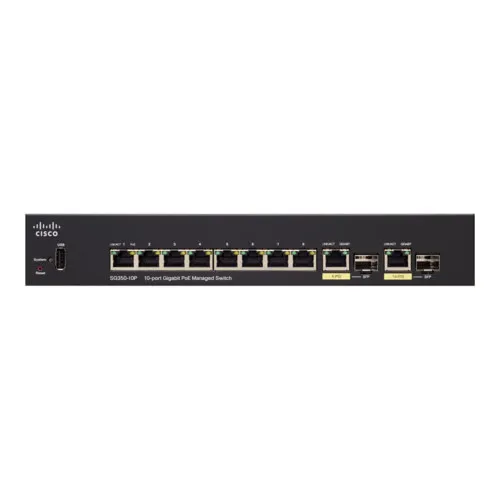 Коммутатор Cisco SG350-10-K9-EU (1000 Base-TX (1000 мбит/с), 4 SFP порта)