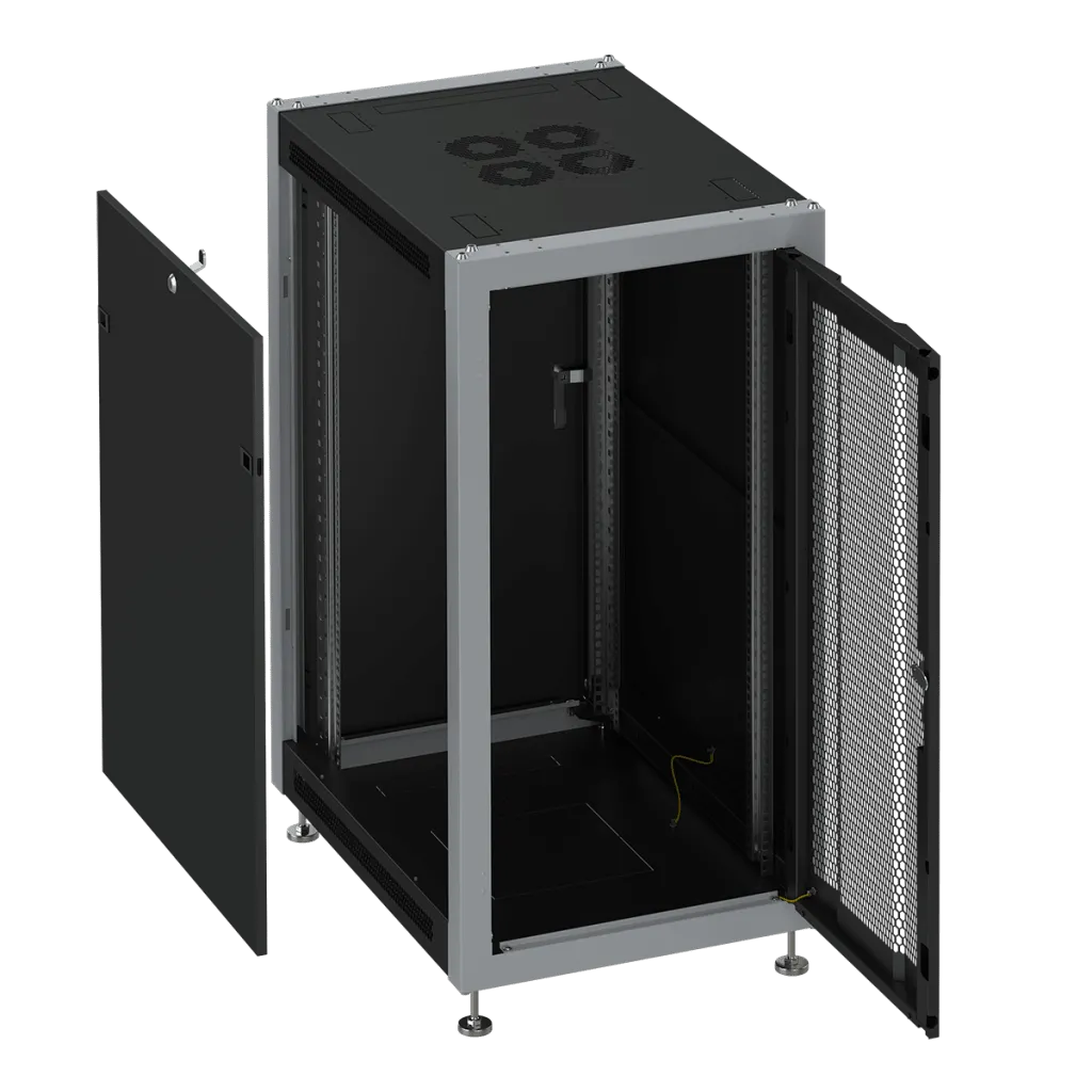 SYSMATRIX SL 6837.932 Шкаф монтажный телекоммуникационный 19" напольный 37U 600x800x1780mm (ШхГхВ) передняя дверь перфорация, задняя дверь металл, поворотная ручка с замком, цвет черный (RAL 9004/RAL 7000)