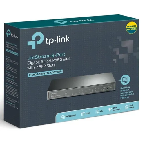 Коммутатор TP-Link T1500G-10PS (1000 Base-TX (1000 мбит/с), 2 SFP порта)