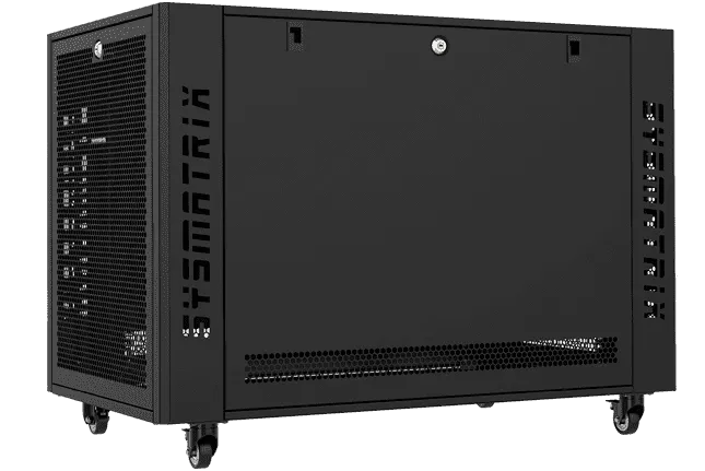 SYSMATRIX MR 6812.933 Шкаф серверный телекоммуникационный 19" напольный 12U 600x800x655mm (ШхГхВ) передняя дверь перфорированная, задняя дверь перфорированная, ручка с замком, цвет черный (RAL 9004)