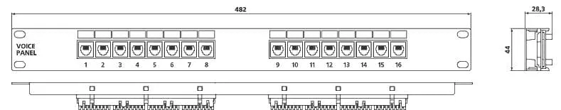 Hyperline PP-19-16-6P4C-C2