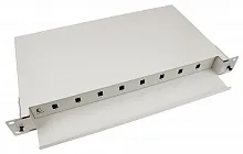 Кросс бокс оптический 19" на 8 SC (LC duplex) со сплайс пластиной, выдвижной (без пигтейлов и проходных адаптеров) Cabeus