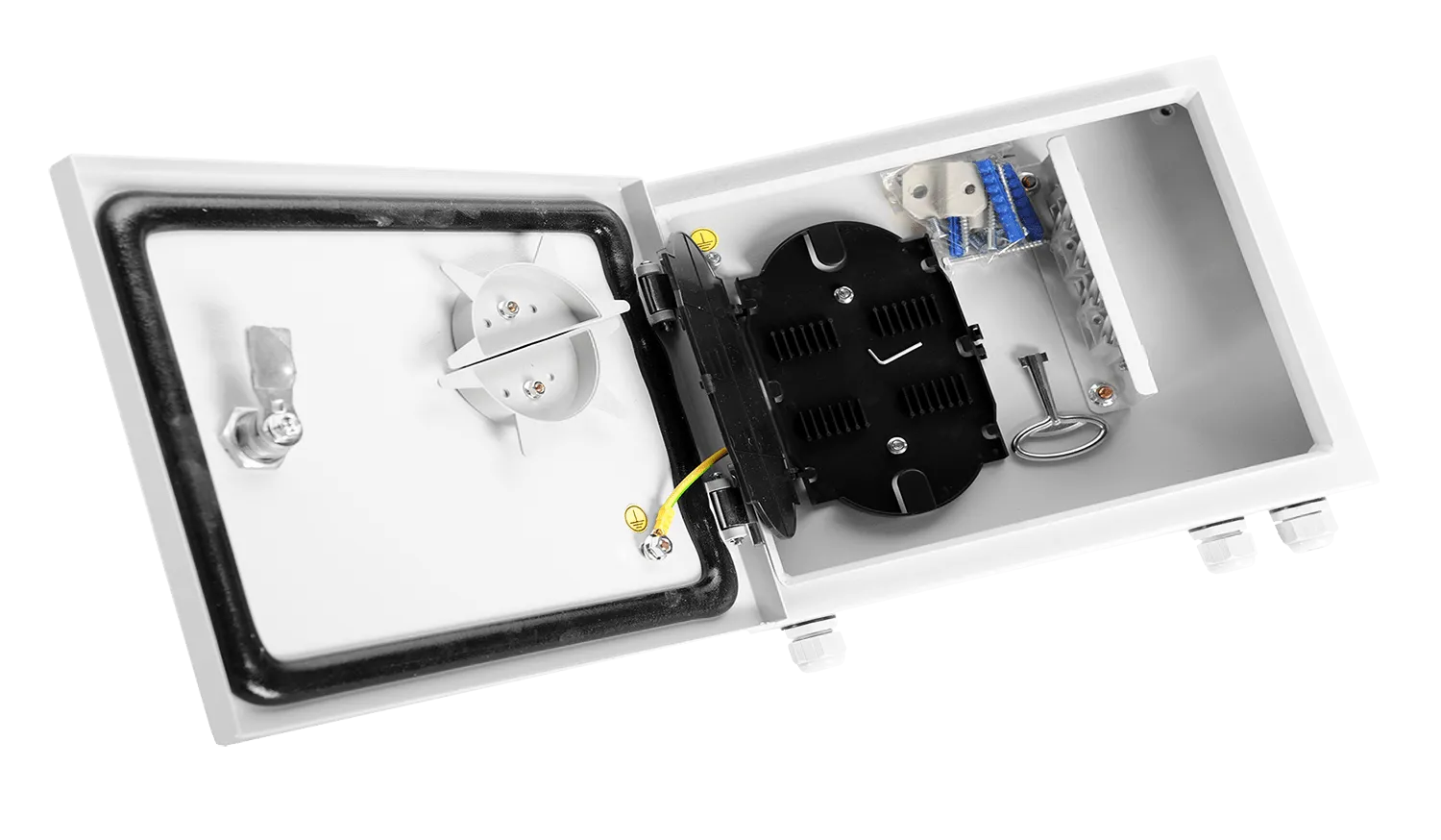 Оптический кросс (бокс) IP 55 настенный, одна дверь, замок, до 8 портов