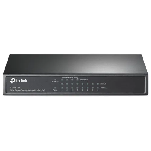Коммутатор TP-Link TL-SG1008P(UN) (1000 Base-TX (1000 мбит/с), Без SFP портов)