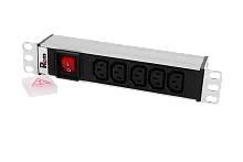 Блок розеток Rem-10 без шнура с выкл., 5 IEC 60320 C13,  вход IEC 60320 C14, 10A, алюм., 10"