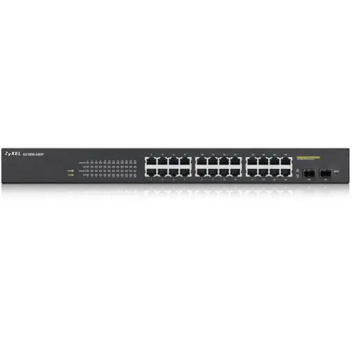 Коммутатор Zyxel GS1900-24HP (1000 Base-TX (1000 мбит/с), 2 SFP порта)