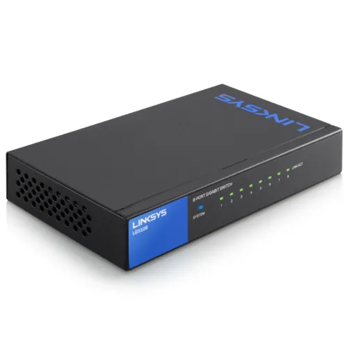 Коммутатор Linksys LGS108-eu (1000 Base-TX (1000 мбит/с), Без SFP портов)