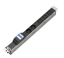 Блок розеток Rem-32 с авт., инд., 2 Sсhuko, 3 IEC 60320 C19, 32А, алюм., 19", колодка