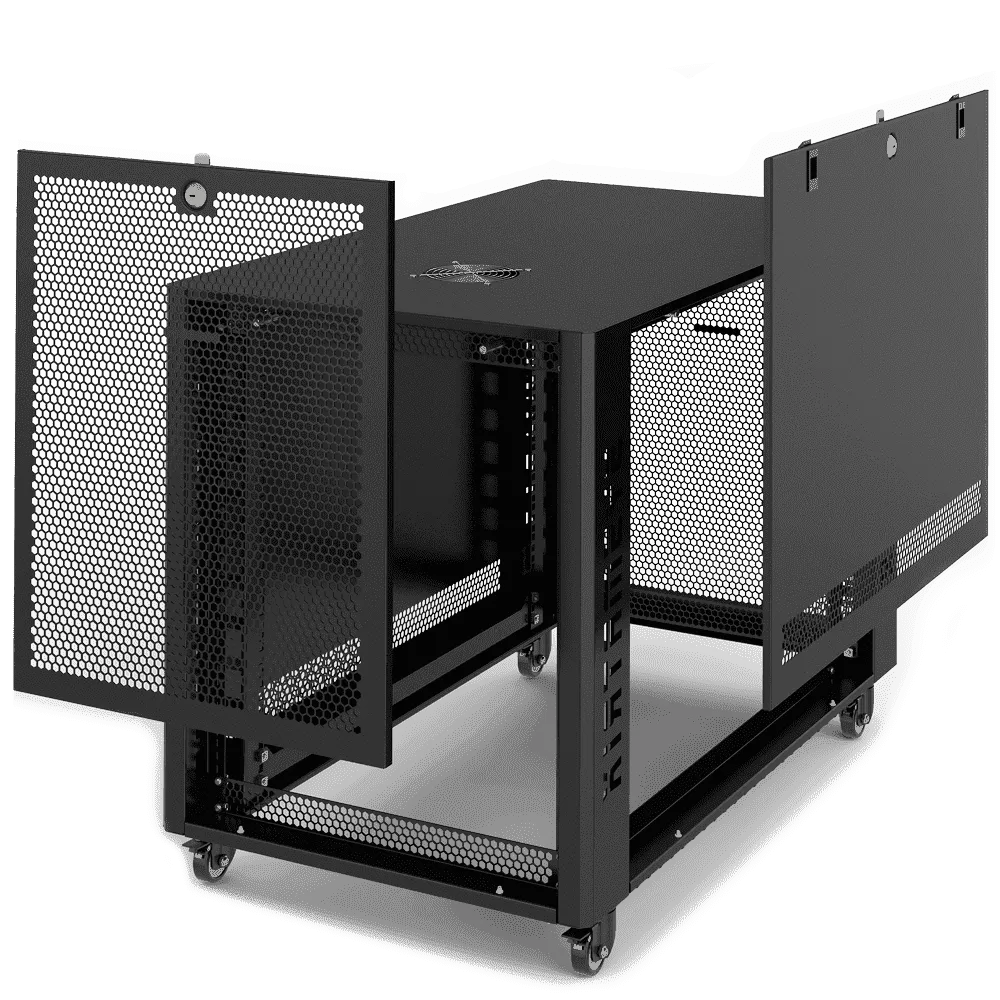 SYSMATRIX MR 6012.933 Шкаф серверный телекоммуникационный 19" напольный 12U 600x1000x655mm (ШхГхВ) передняя дверь перфорированная, задняя дверь перфорированная, ручка с замком, цвет черный (RAL 9004)