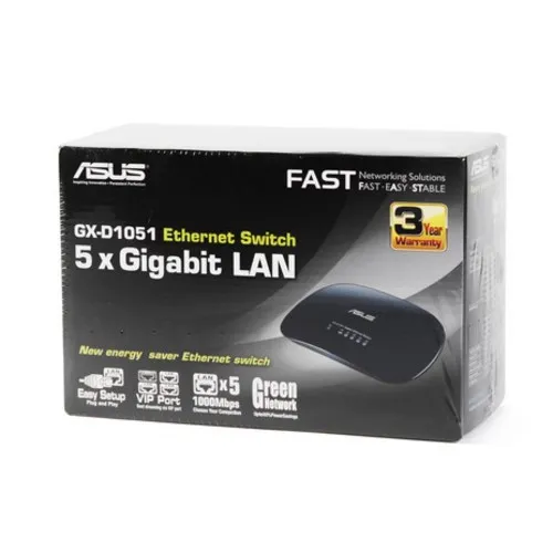Коммутатор Asus GX-D1051 (1000 Base-TX (1000 мбит/с), Без SFP портов)