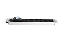 Блок розеток Rem-16 с авт. 16А, 6 IEC 60320 C19, 16A, алюм., 19", колодка