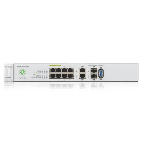 Коммутатор Zyxel NSW100-10P-EU0101F (1000 Base-TX (1000 мбит/с), 2 SFP порта)