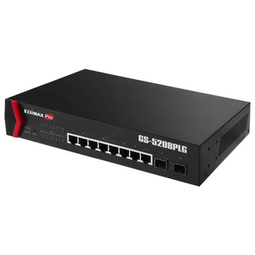 Коммутатор Edimax GS-5208PLG (1000 Base-TX (1000 мбит/с), 2 SFP порта)