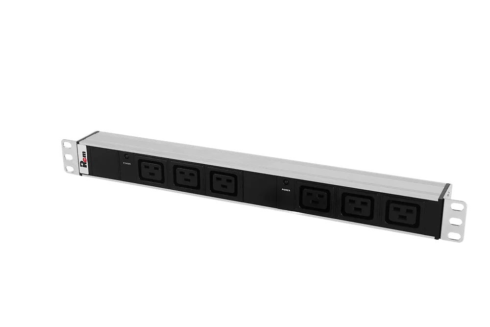 Блок розеток Rem-32 с инд., 6 IEC 60320 C19, 32А, алюм., 19", колодка