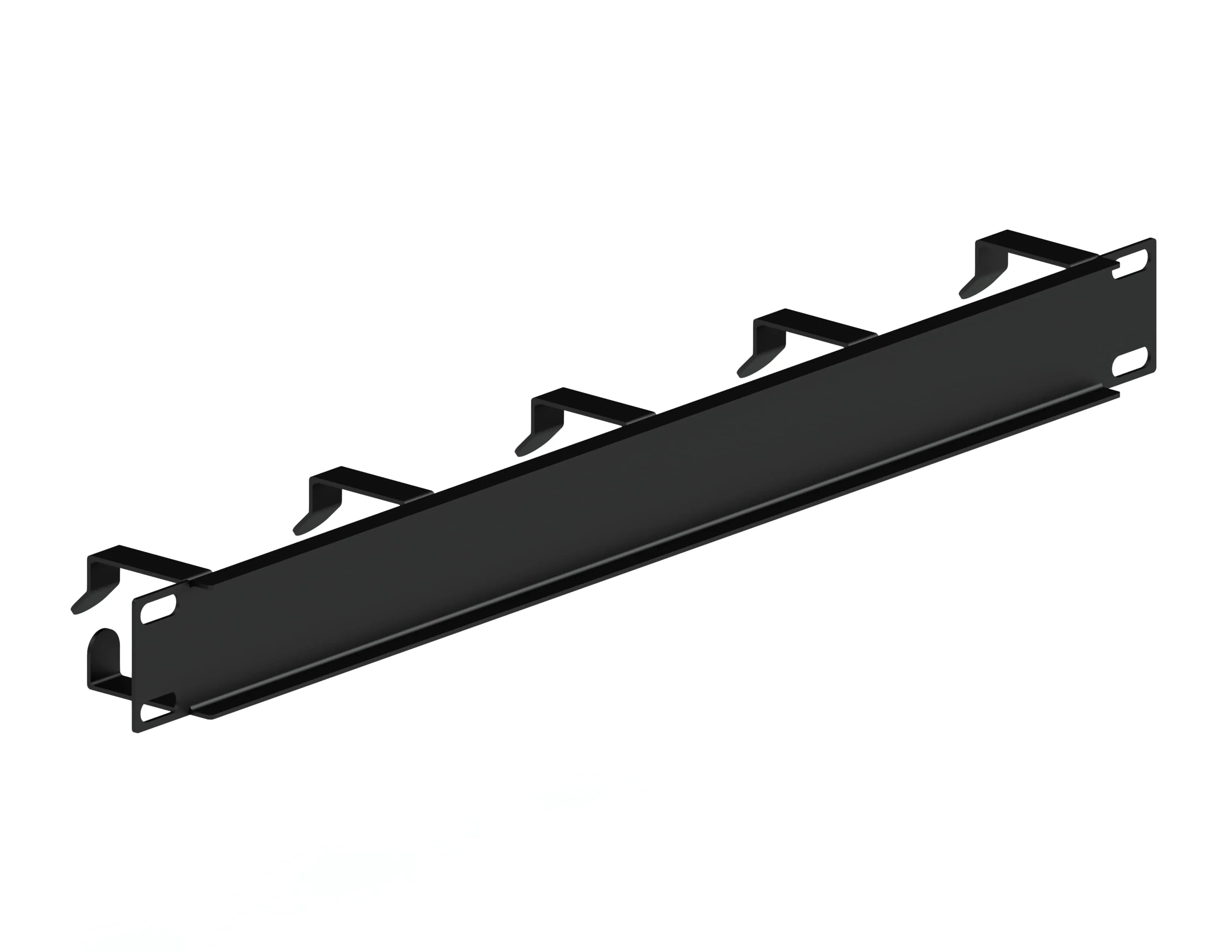 Кабельный организатор горизонтальный, 19", 1U, 5 колец, черный RUSRACK 