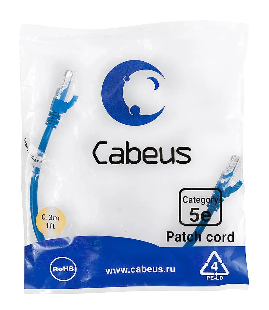 Cabeus PC-UTP-RJ45-Cat.5e-0.3m-BL