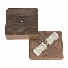 Коробка разветвительная КМР-030-032кг (100х100х28)  с клеммником тёмн. дер. EKF