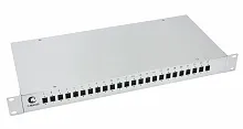Кросс бокс оптический 19" на 24 SC (LC duplex) со сплайс пластиной и КДЗС (без пигтейлов и проходных адаптеров) Cabeus