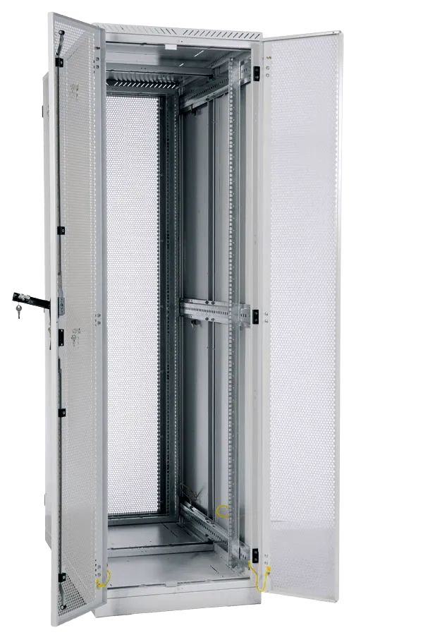 Шкаф серверный напольный 45U (800 × 1200) дверь перфорированная, задние двойные перфорированные