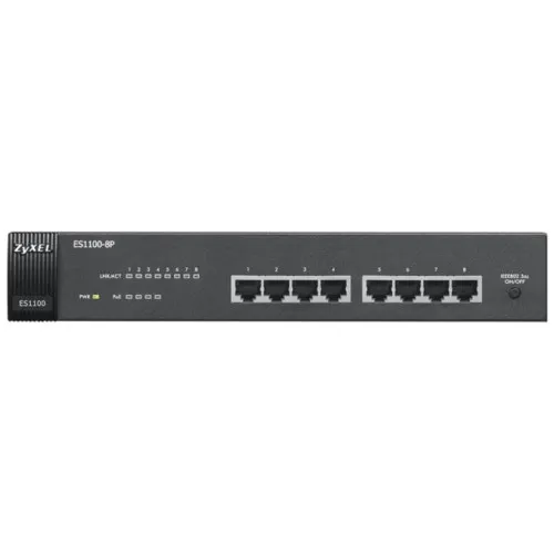 Коммутатор Zyxel ES1100-8P ES1100-8P-EU0102F (100 Base-TX (100 мбит/с), Без SFP портов)