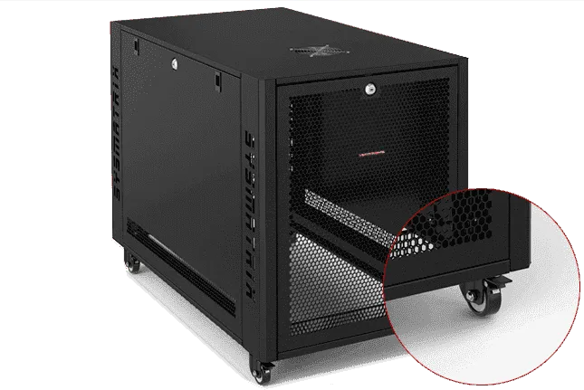 SYSMATRIX MR 6012.933 Шкаф серверный телекоммуникационный 19" напольный 12U 600x1000x655mm (ШхГхВ) передняя дверь перфорированная, задняя дверь перфорированная, ручка с замком, цвет черный (RAL 9004)