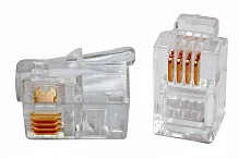 Коннектор RJ11, RJ12, RJ45  Cabeus PLUG-4P4C 19" кабель 3  