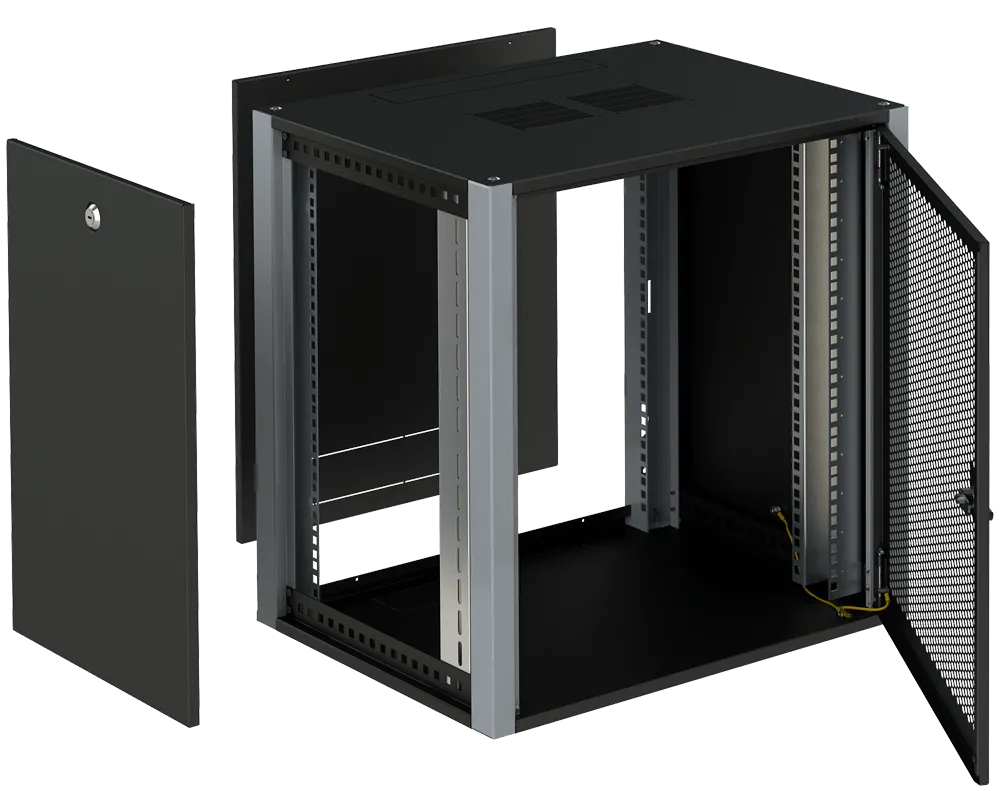 SYSMATRIX WP 6306.930 Шкаф телекоммуникационный настенный 19" 6U 600x350x315mm (ШхГхВ) дверь перфорация, цвет черный (RAL 9004/RAL7000)