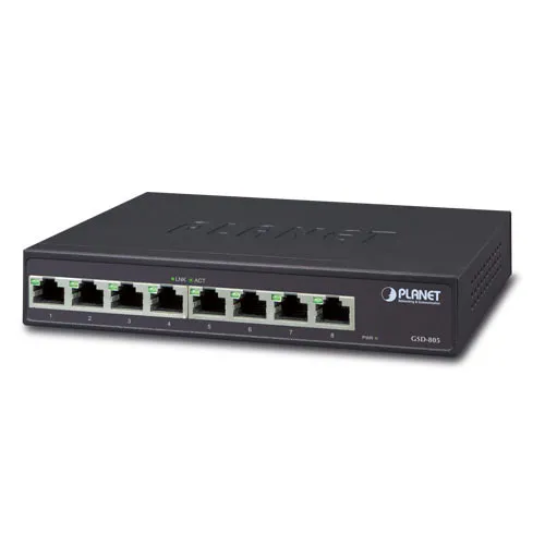 Коммутатор Planet 1000Base-T GSD-805 (1000 Base-TX (1000 мбит/с), Без SFP портов)