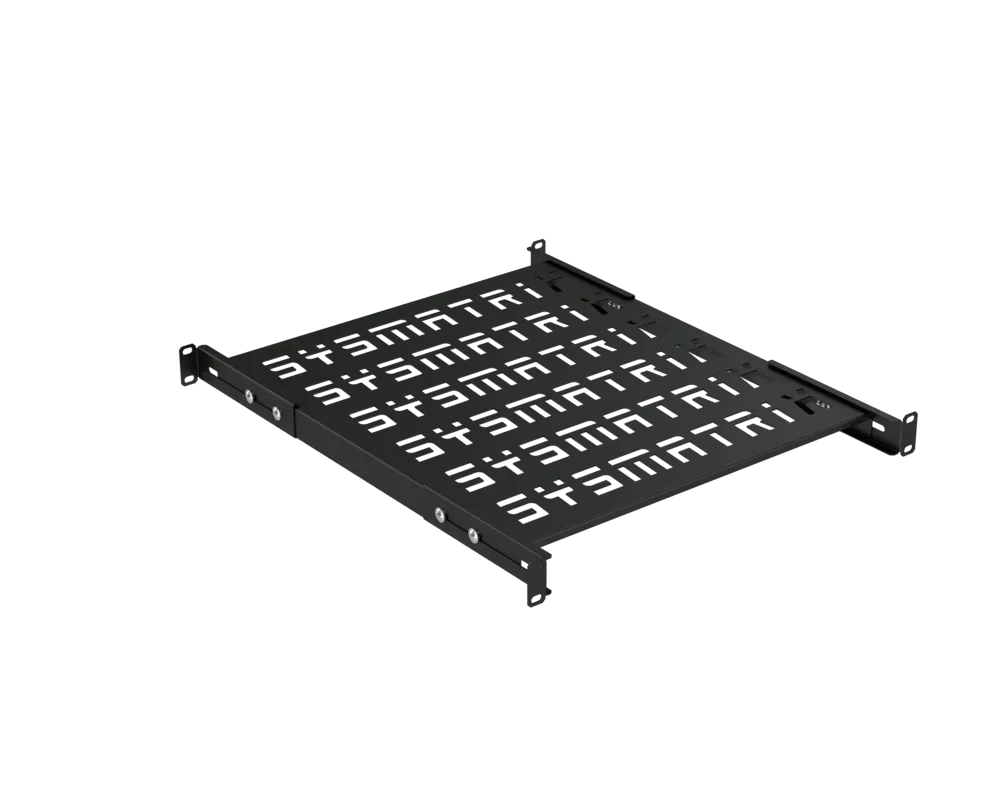 SYSMATRIX SH 5004.900 Полка SMART универсальная 19" перфорированная, площадка 500 мм (регулировка направляющих от 420 мм до 580 мм) для напольных и настенных шкафов, цвет черный (RAL 9004)